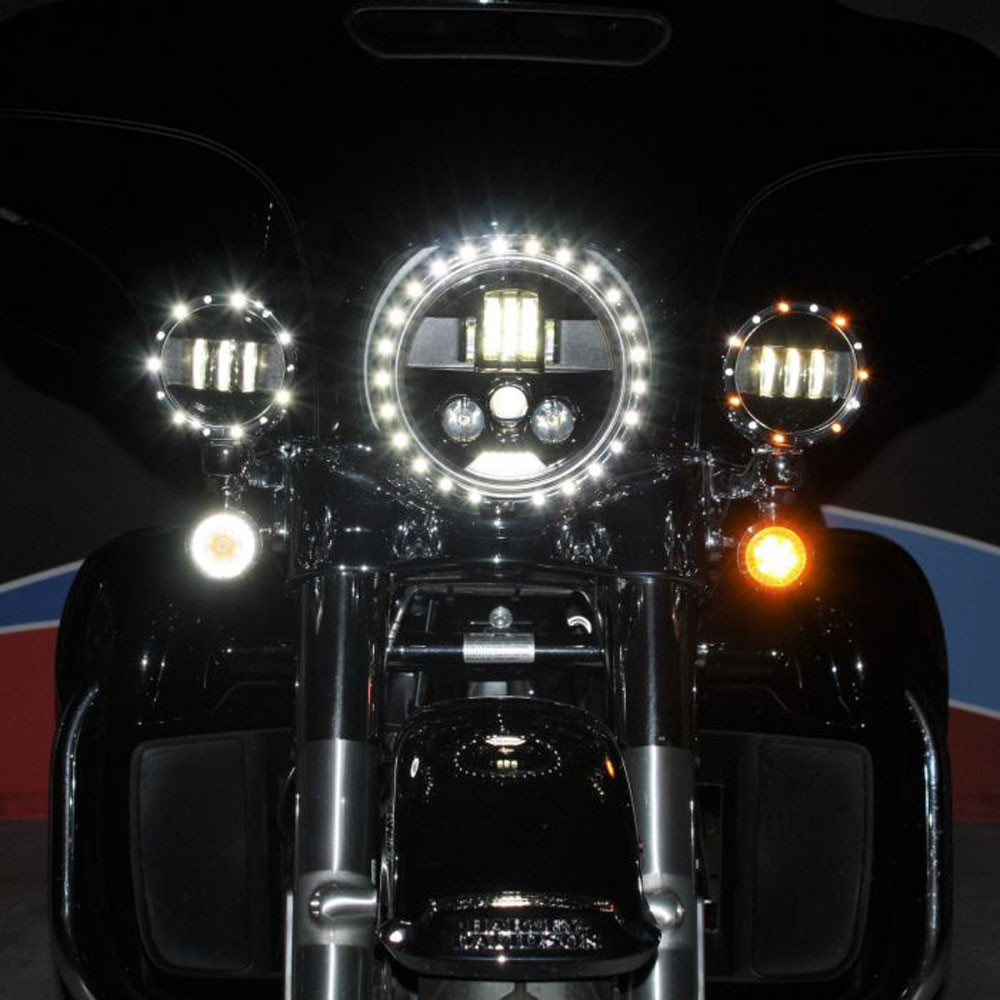 Faro LED 5,75 Pollici Per Moto Harley Sportster Custom: 45W, 3500 Lumen, Alogeno Con Halo, Impermeabile IP67