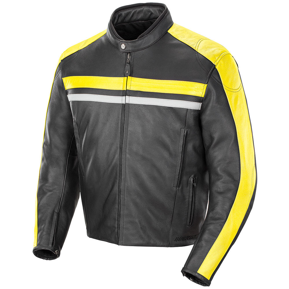 Joe Rocket Old School 2.0 Black/Yellow Leather Jacket - 1934-1404