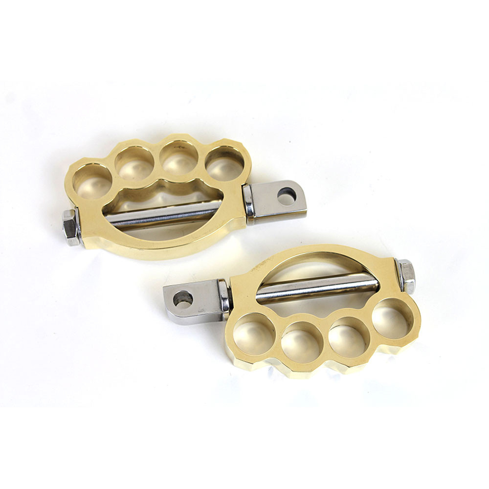Knuckle Brass Foot Pegs Male Mount Foot Rests For Harley Softail