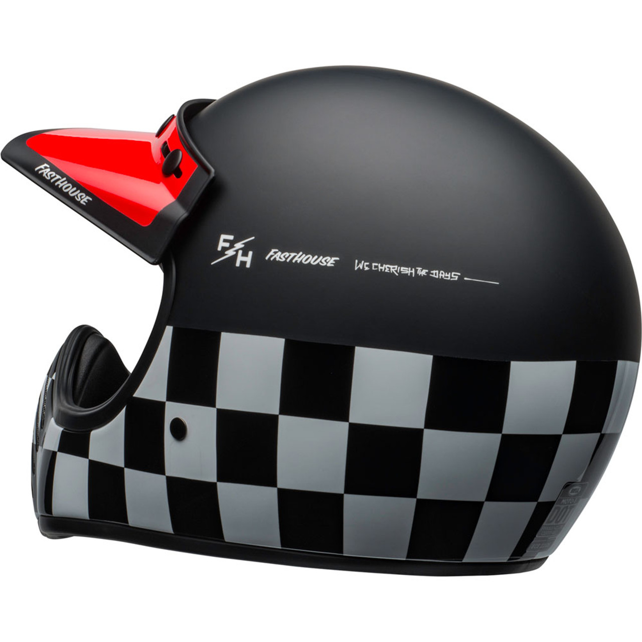 Bell Moto 3 Fasthouse Checkers Matte/Gloss Black/White/Red Helmet