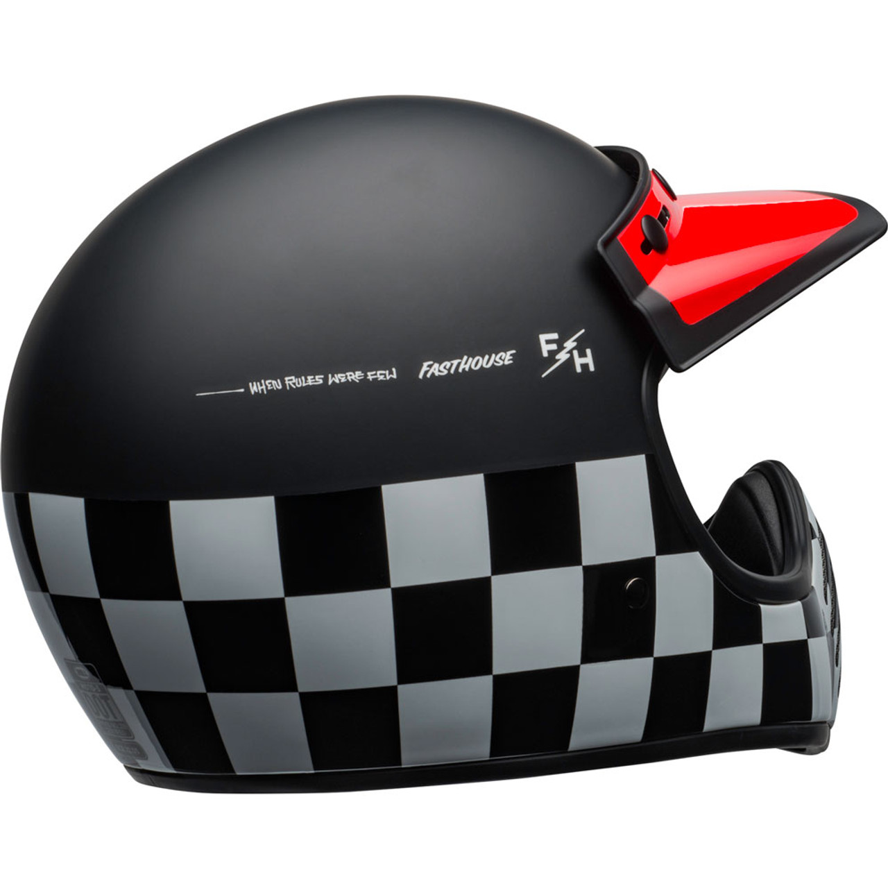 Bell Moto 3 Fasthouse Checkers Matte/Gloss Black/White/Red Helmet