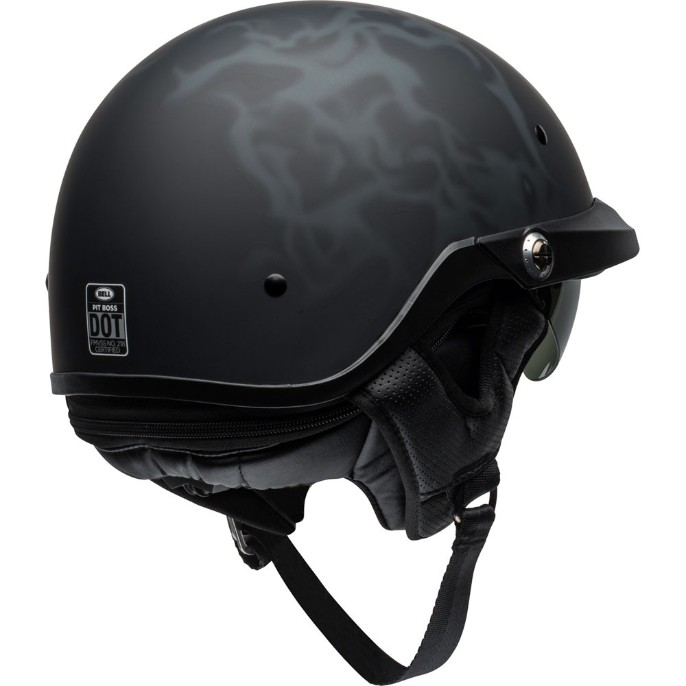 Bell Pit Boss Flames Matte Black/Gray Helmet - Get Lowered Cycles