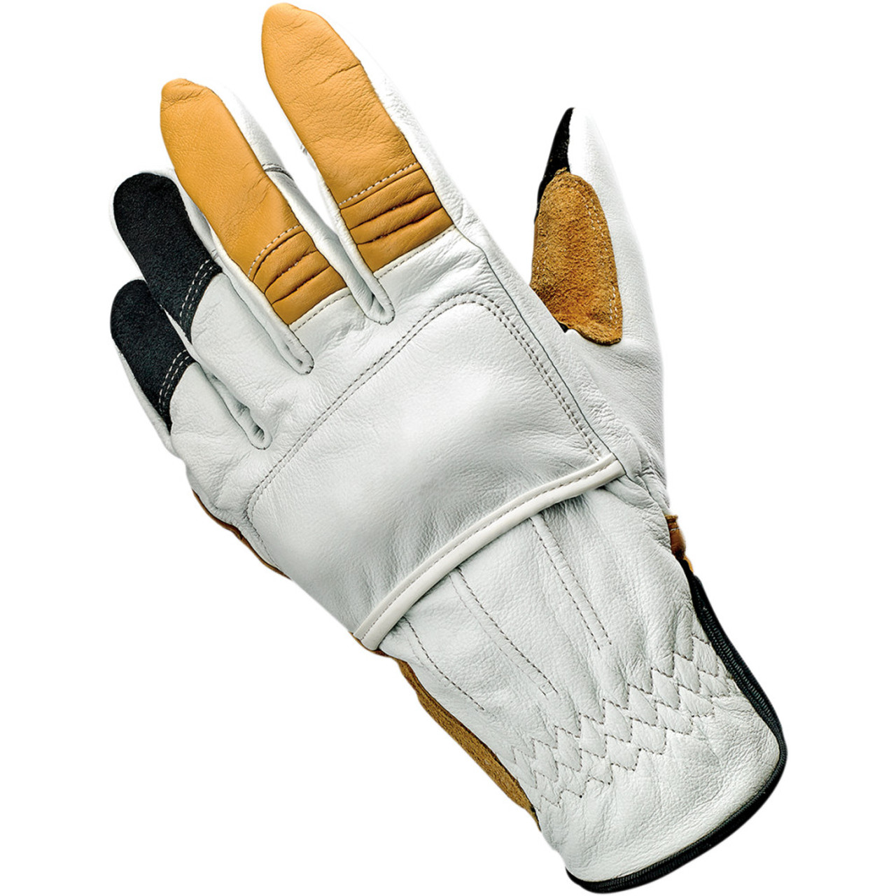 Biltwell Belden CE Cement/Yellow/Black Leather Gloves - Get Lowered Cycles
