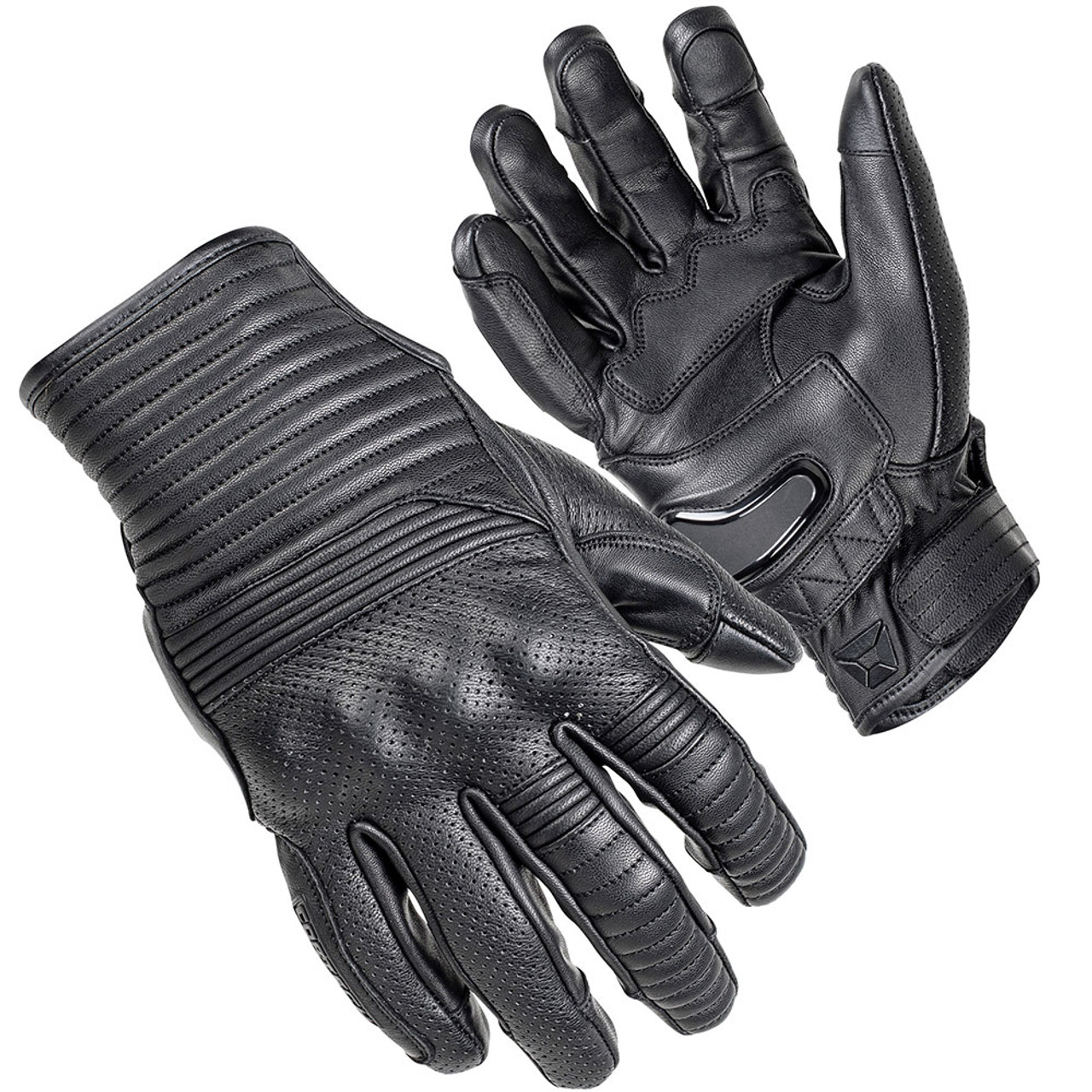 short black leather gloves