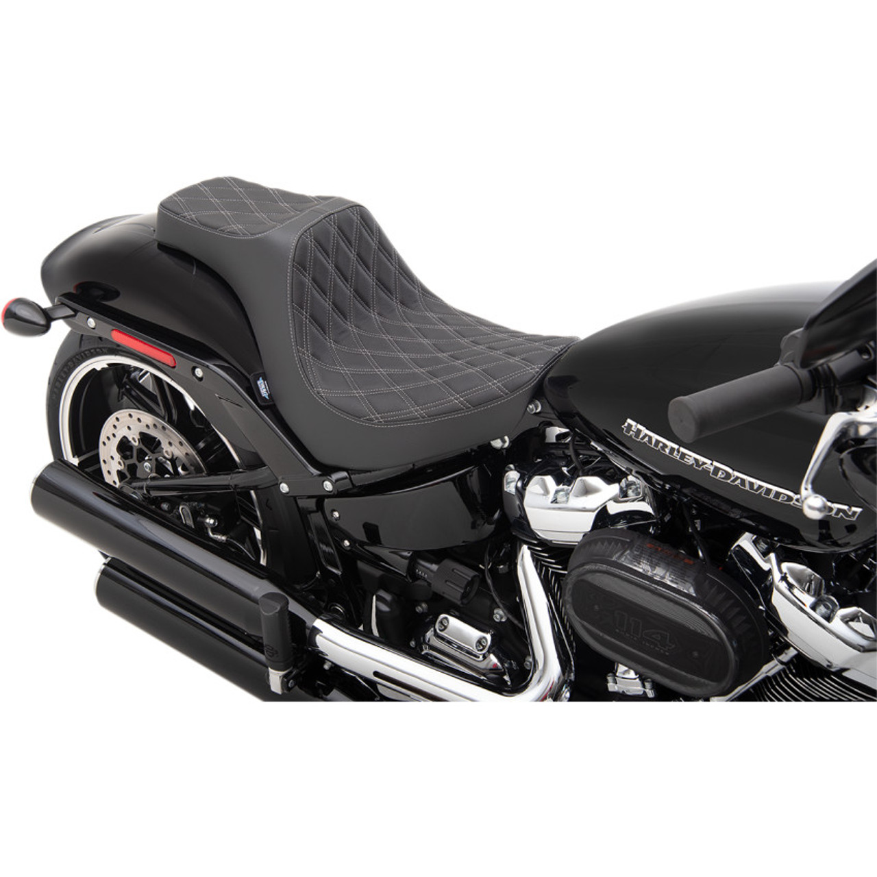 Drag Specialties Predator III Seat for 2018-2020 Harley Softail Breakout -  Double Diamond Silver