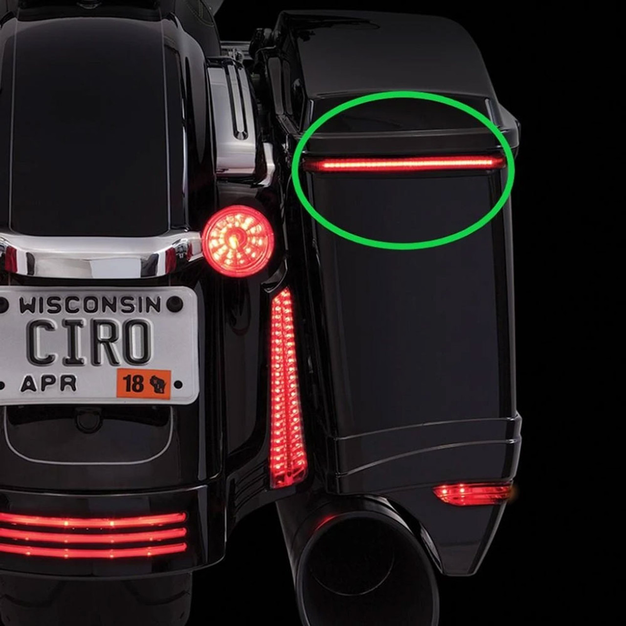 Ciro Bag Blade Lights for 2014 2019 Harley Touring Red 40040