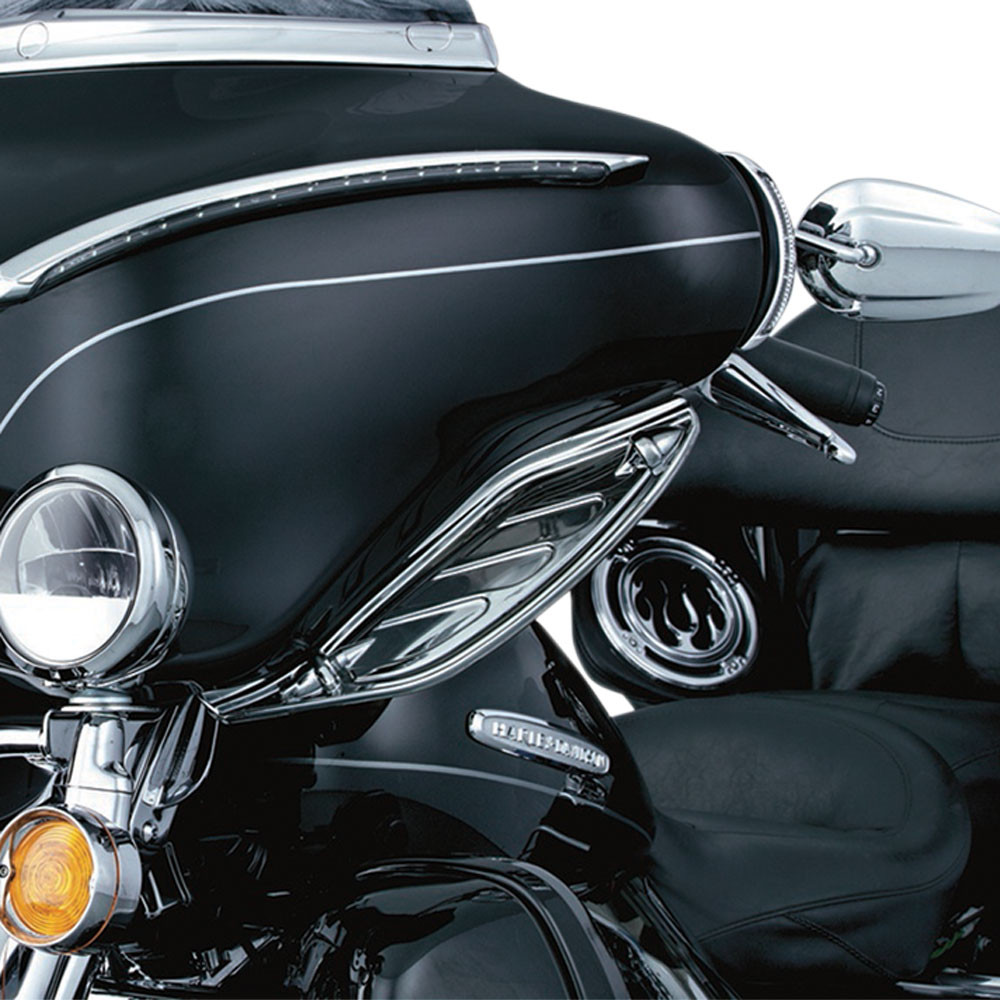 Trichtu Mount Chrome Adjustable Fairing Wing Air Deflectors For Harley Touring 2014-2019