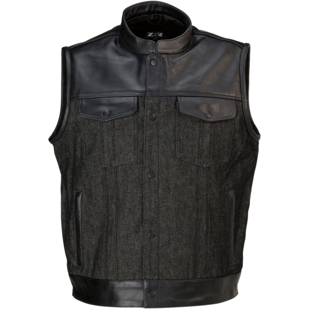 Black Denim Snap Up Club Vest w/Concealed Pocket #VMC3200K - Jamin Leather®