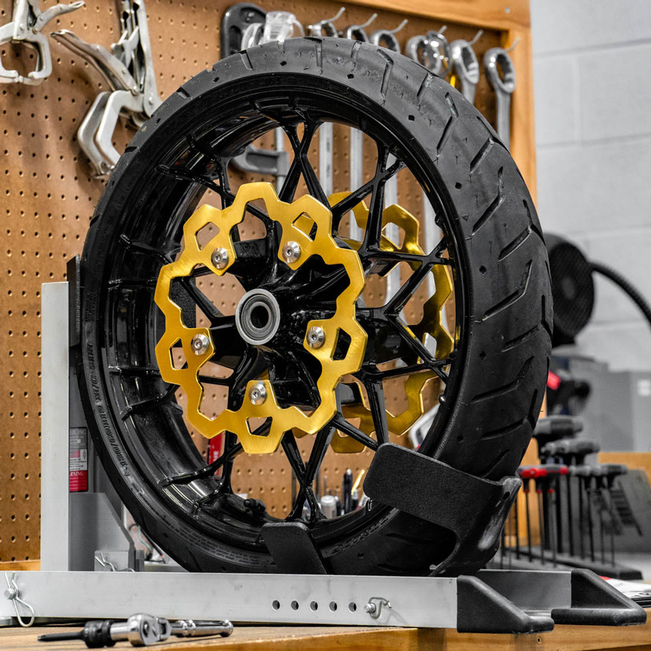 ブラウン×ピンク Lyndall Racing Front Rotor for Harley-Davidson FXDB 2014-2017 