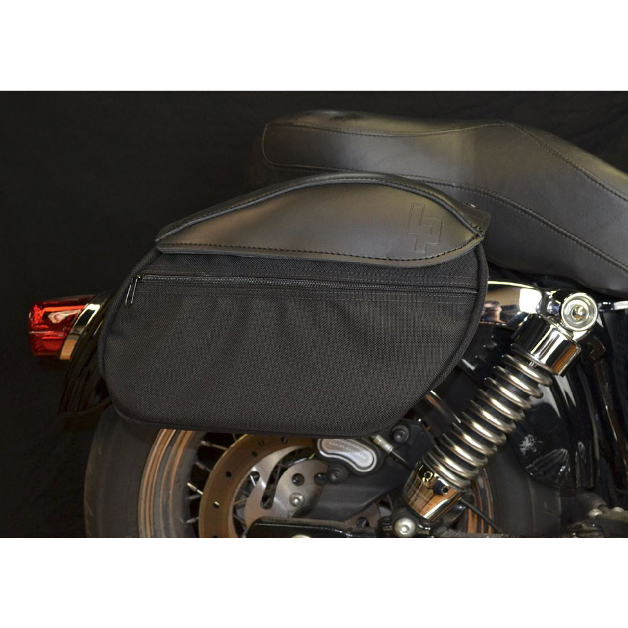 Leather Pros Retro Mini Saddlebags for Harley Dyna | Get Lowered Cycles