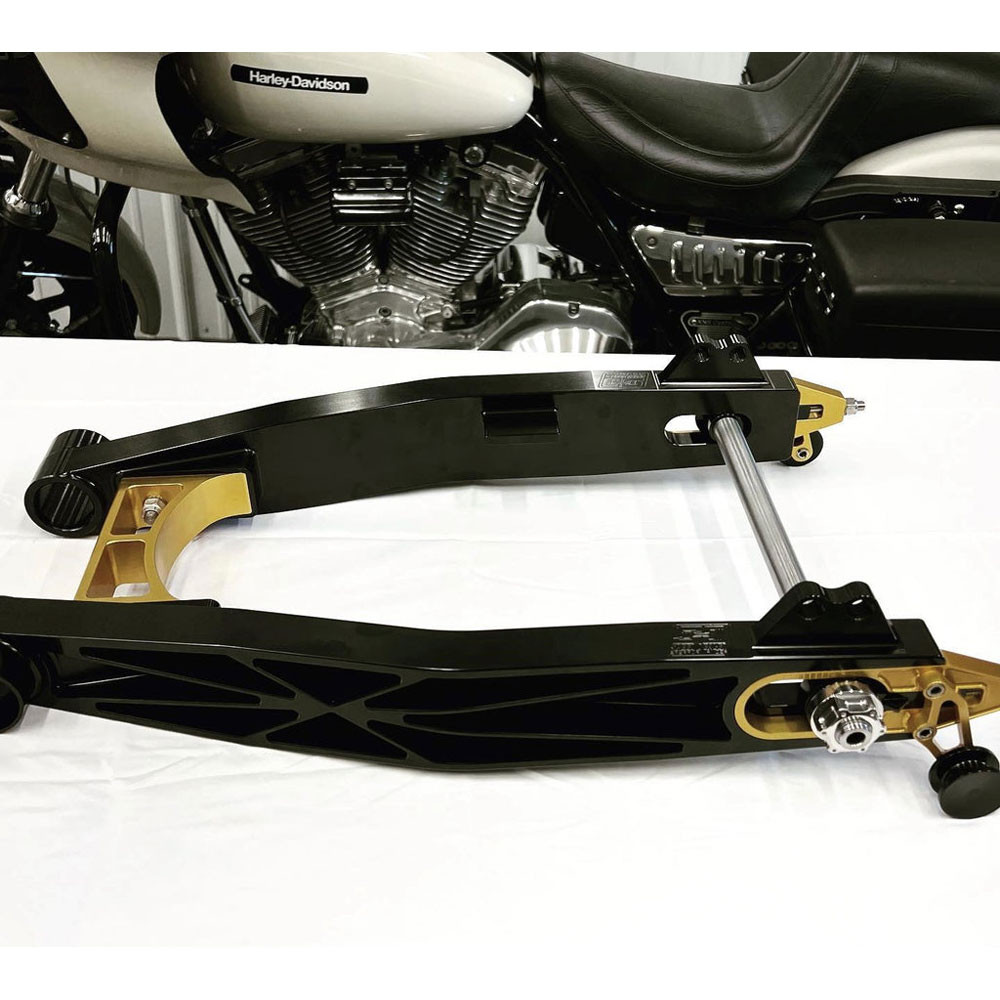 Speed Dealer Customs FXR Billet Swingarm | Solid Aluminum Made in USA