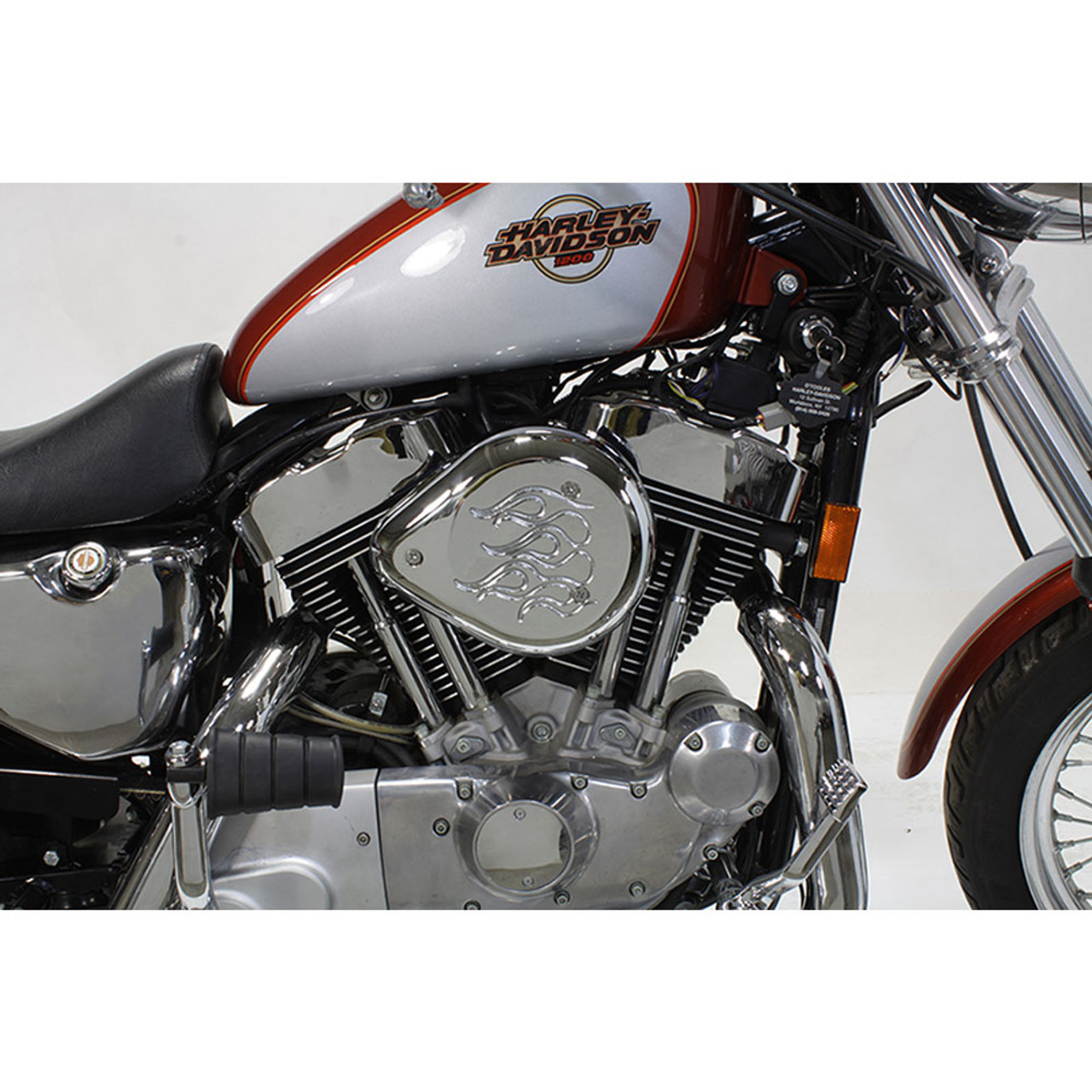 V-Twin Chrome Flame Teardrop Air Cleaner for 1991-2016 Harley Sportster -  Get Lowered Cycles