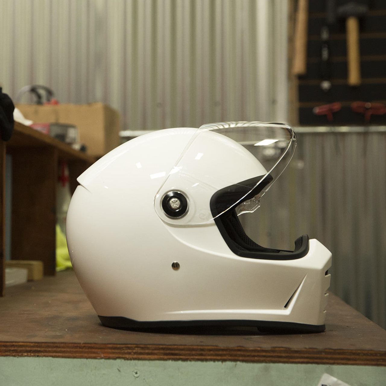 Small 01019940 Biltwell Lane Splitter Solid Full-face Motorcycle Helmet Gloss White 