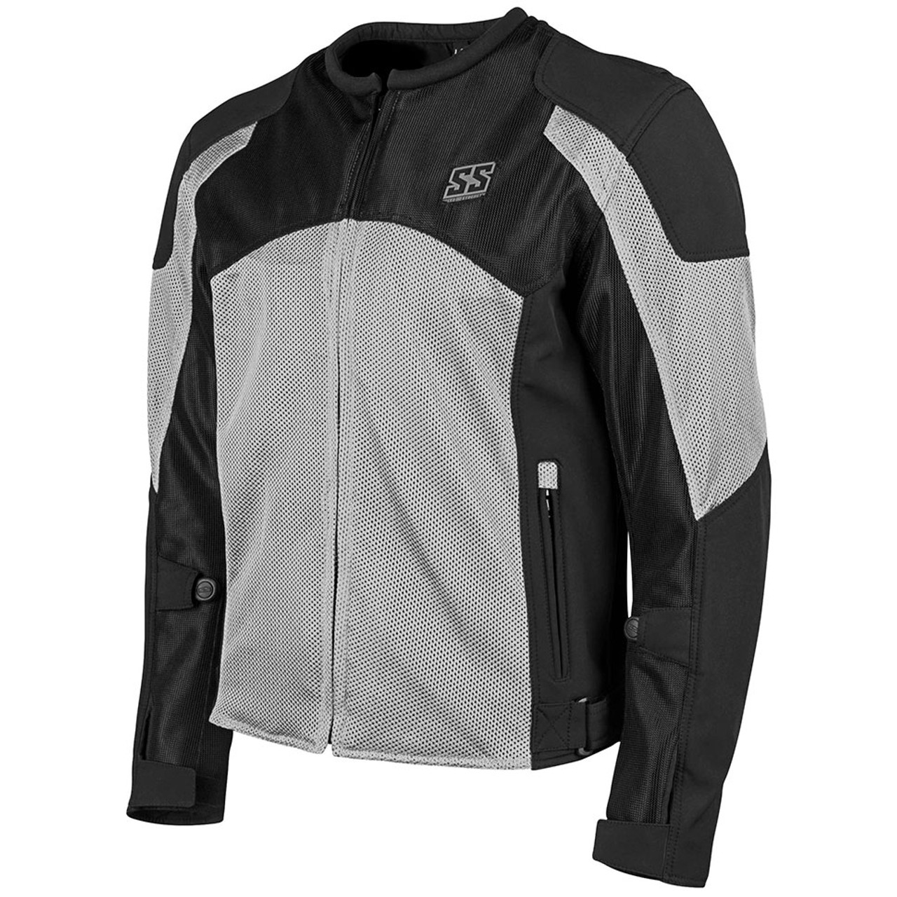 Armored Mesh Motorcycle Jacket - Silver & Black 2XL