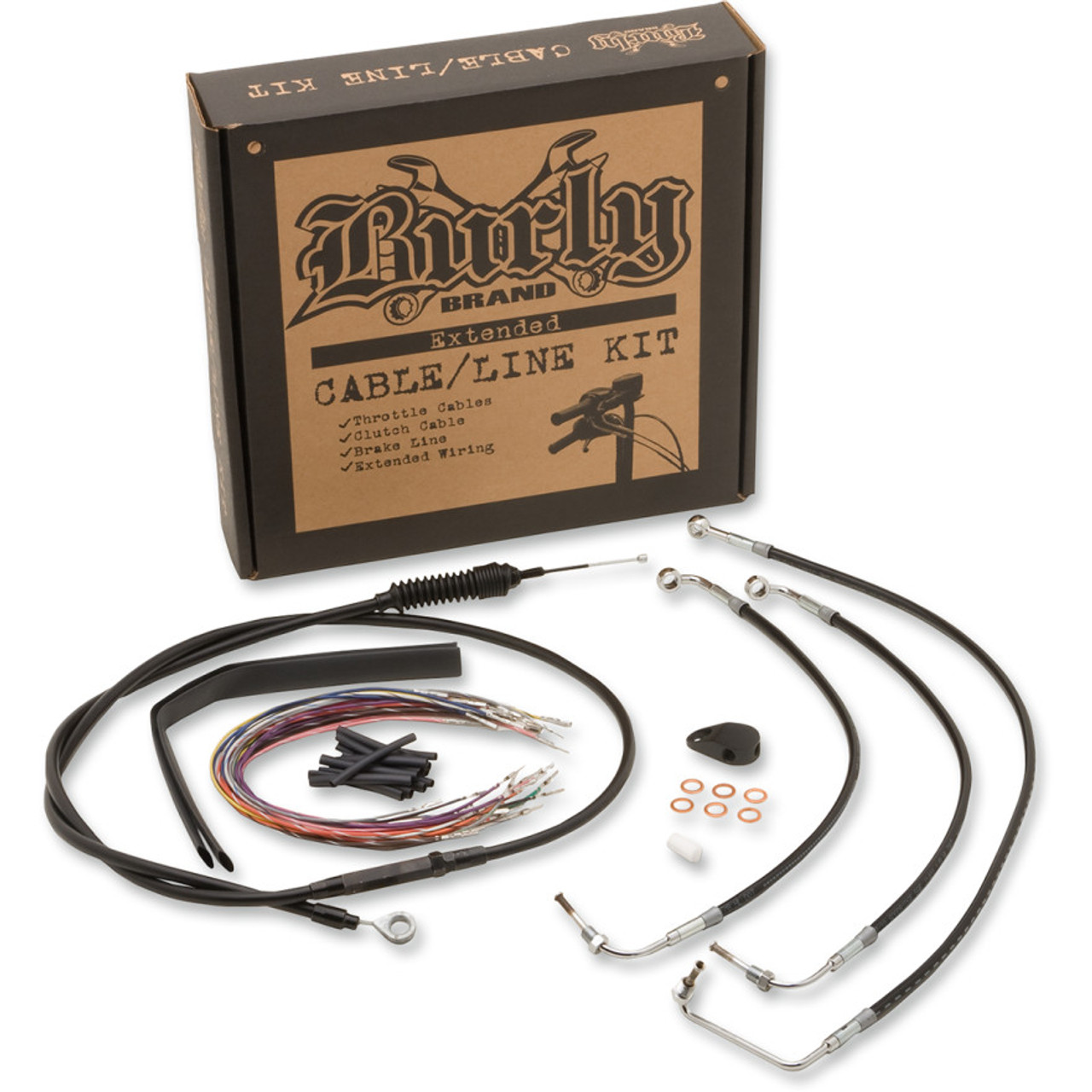 Burly Extended Control Cable and Brake Line Kit for Harley Touring