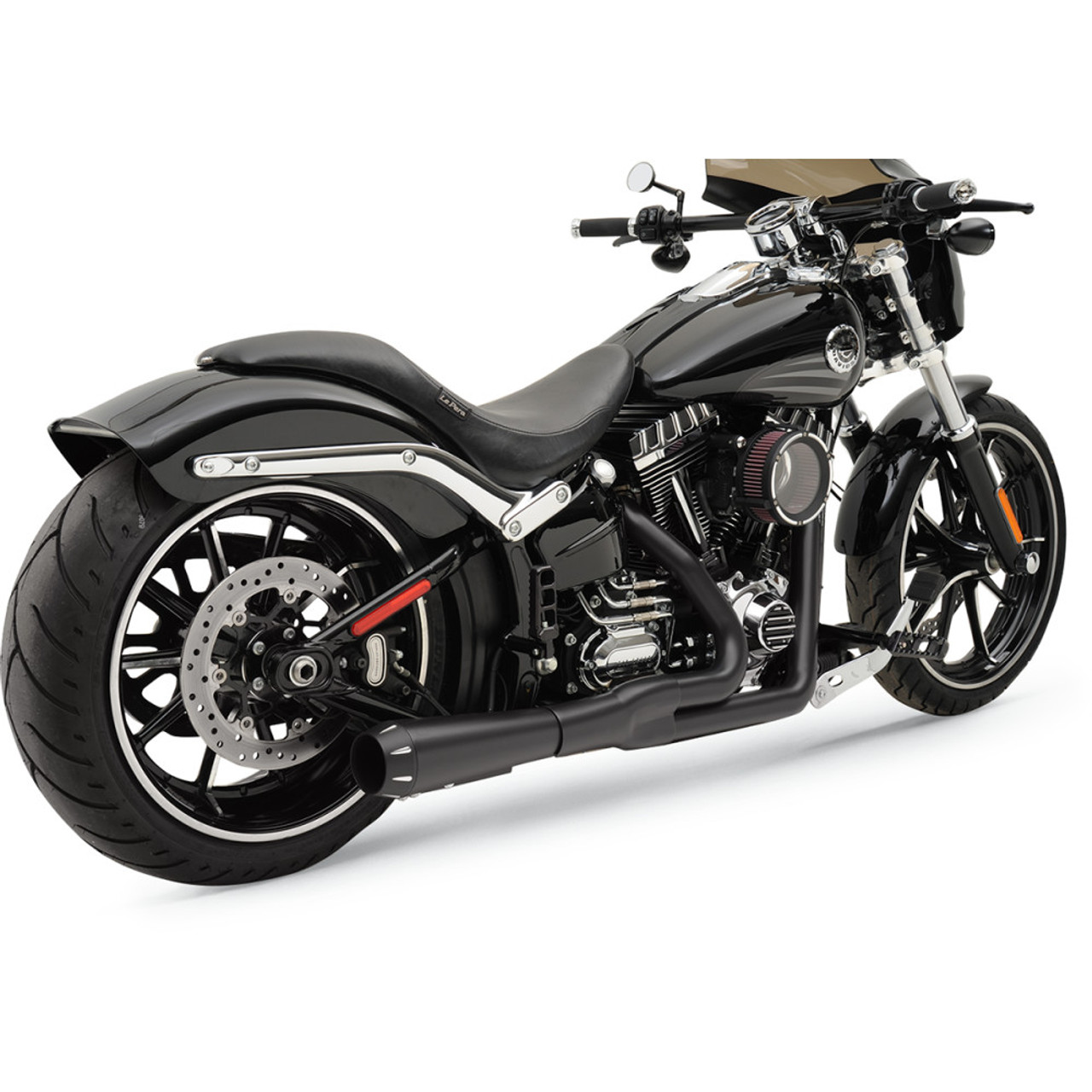 Bassani Short Road Rage 2-into-1 Exhaust System for 2013-2017 Harley  Breakout/Rocker - Black