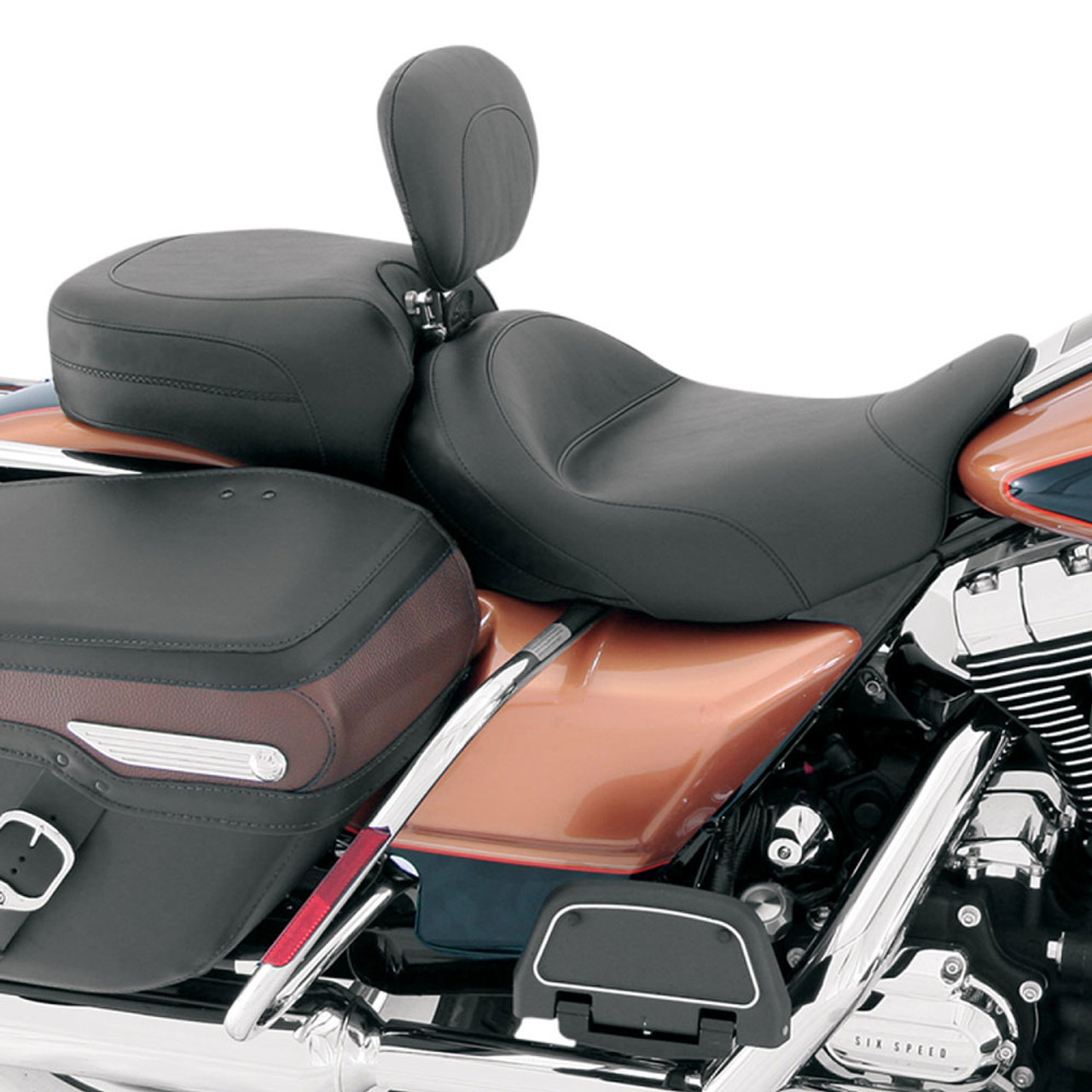 Mustang Wide Touring Solo Seat w/ Driver Backrest for 2008-2020