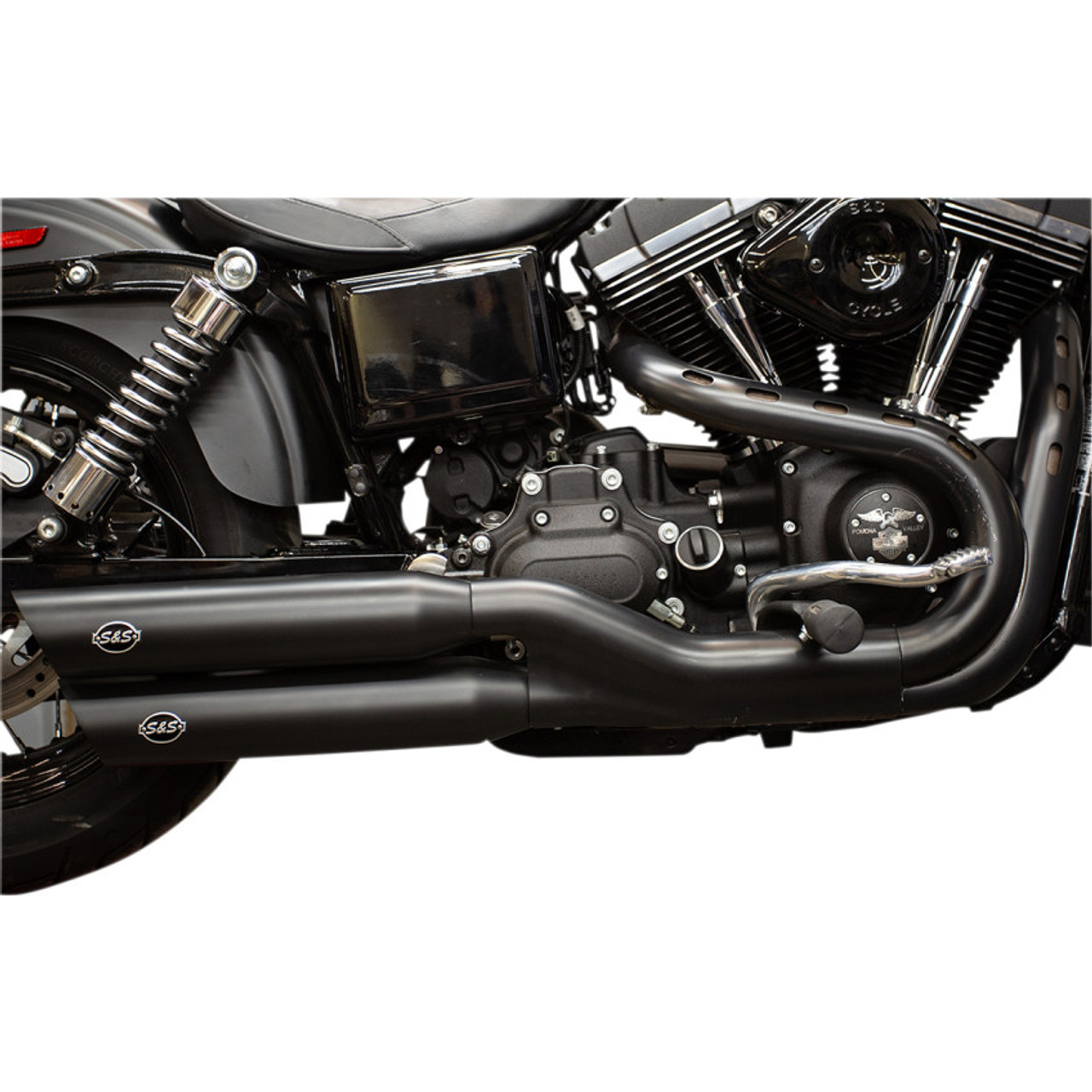 S S Slash Cut Slip On Mufflers For 08 17 Harley Dyna Fat Bob Wide Glide Black 550 0724 Get Lowered Cycles