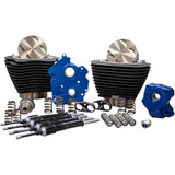 S&S 124" Power Package Kit Chain Drive Oil Cooled for 107" Harley M8 - Black Fins & Black Pushrod Tubes