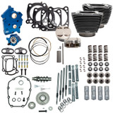 S&S 128" Power Pack Kit Gear Drive Oil Cooled for 117" Harley M8 - Granite and Chrome Pushrod Tubes