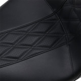 LePera Outcast GT 2-Up Seat w/ Backrest for 2008-2023 Harley Touring - Perforated Black Double Diamond