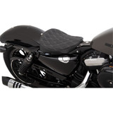 Drag Specialties Bobber-Style Solo Seat for 2010-2020 Harley Sportster - Silver Double Diamond Stitch