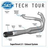 S&S Superstreet 2-1 Exhaust for 2018-2022 Harley FXBB/FXLR/FLSL/FXFB/FLDE/FXST - Chrome