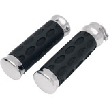 Hotop Designs Chrome Custom Rubber Grips for Harley Dual Cable