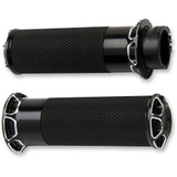 Arlen Ness Beveled Fusion Grips for Harley Dual Cable - Black