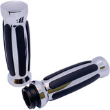 Pro One Custom Straight Rubber Style Grips for Harley Electronic Throttle - Chrome