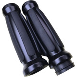 Pro One Custom Straight Rubber Style Grips for Harley Electronic Throttle - Black