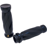 Pro One Custom Twisted Rubber Style Grips for Harley Electronic Throttle - Black