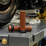 ODI x VANS Waffle Lock-On Grips for Harley Dual Cable - Brown/Black