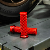 ODI x VANS Waffle Lock-On Grips for Harley Dual Cable - Red