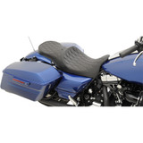 Drag Specialties Double Diamond Stitch Low Profile Touring Seat with Driver Backrest Provision for 2008-2023 Harley Touring