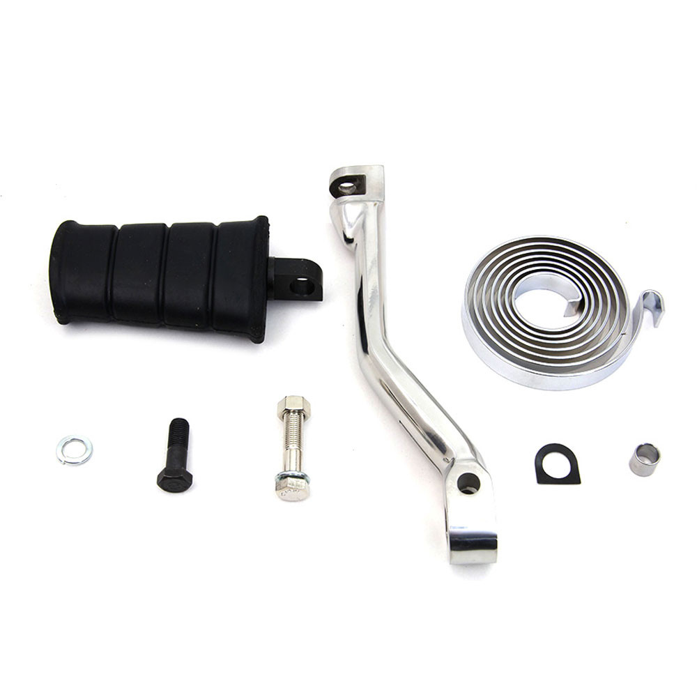 VTwin Chrome FoldOut Kickstart Arm Kit with Flat Pedal for Harley