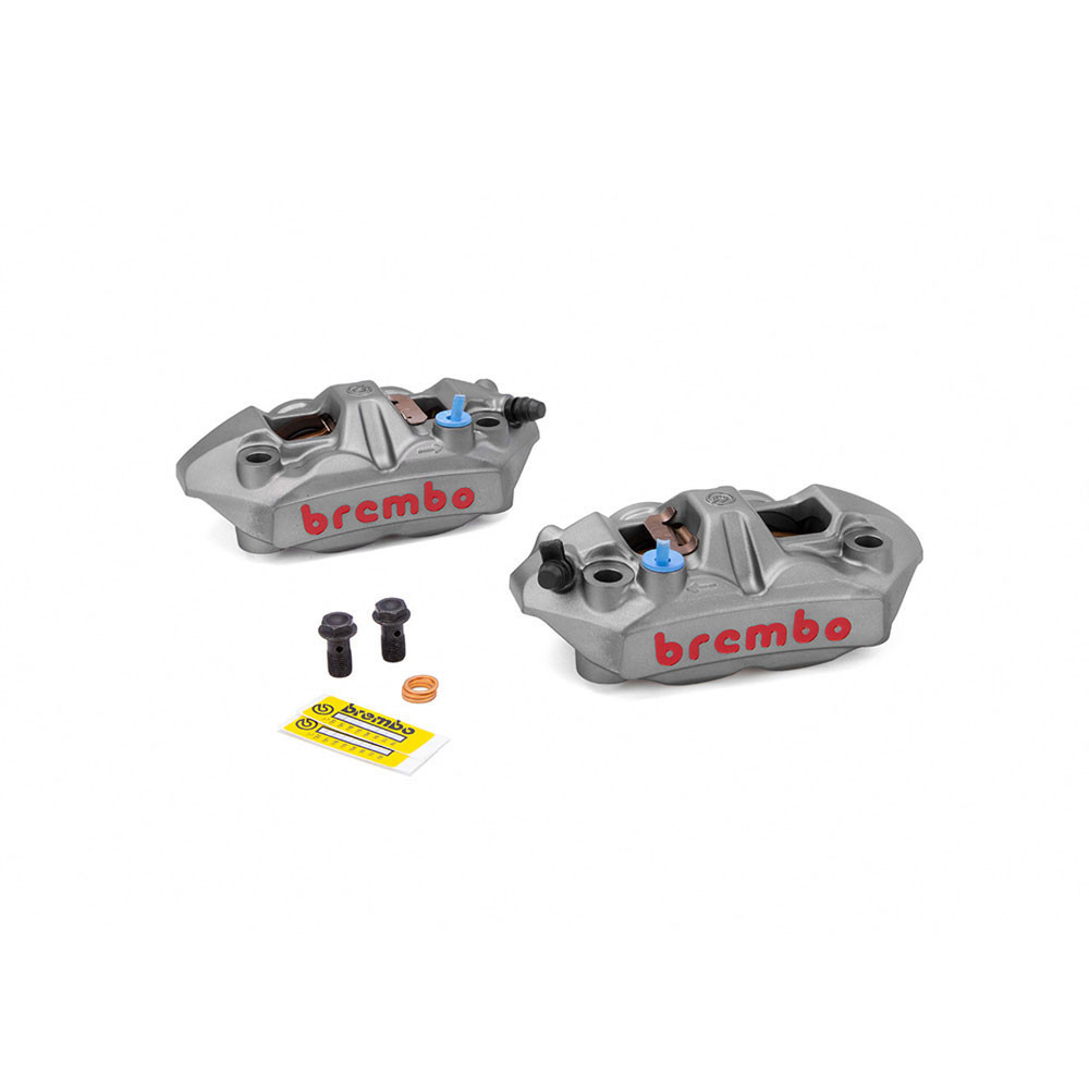Brembo M4 Front Caliper Radial Mount Titanium /Red Lettering Get Lowered Cycles