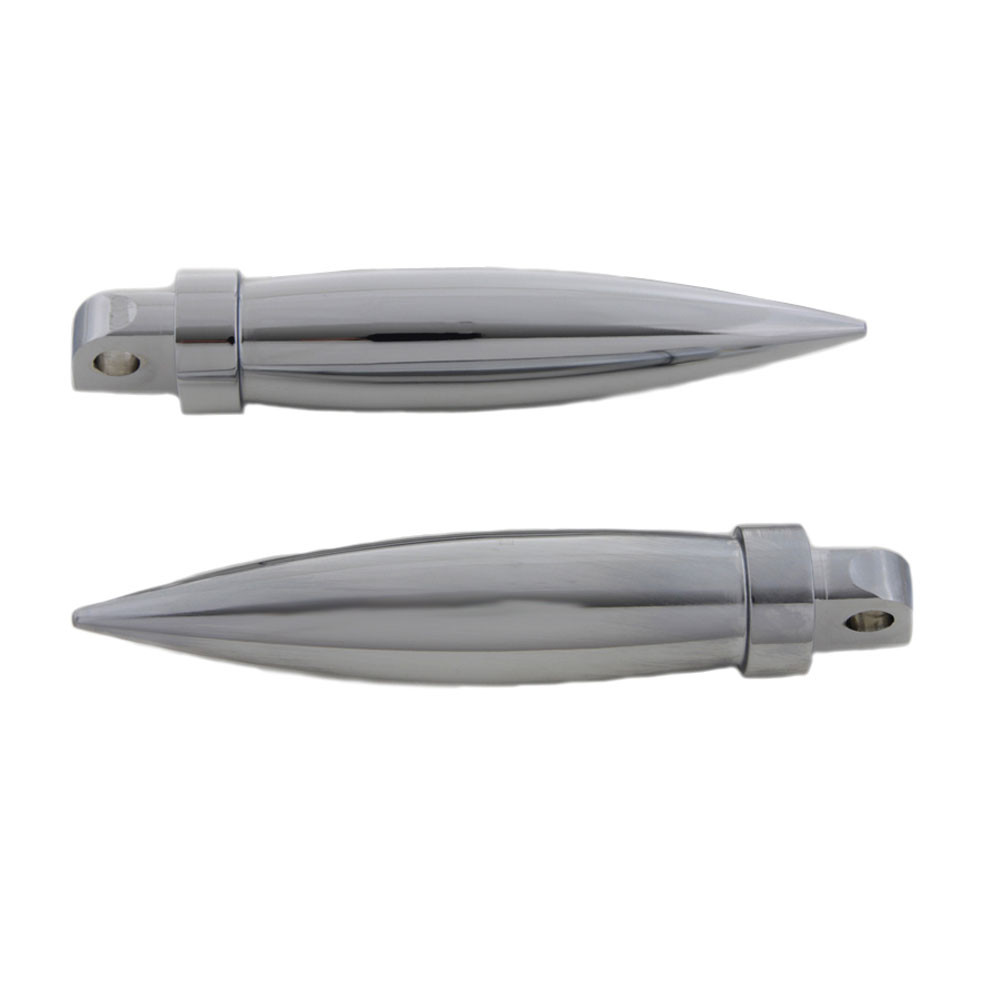 VTwin Chrome Long Torpedo Foot Pegs for Harley Get Lowered Cycles