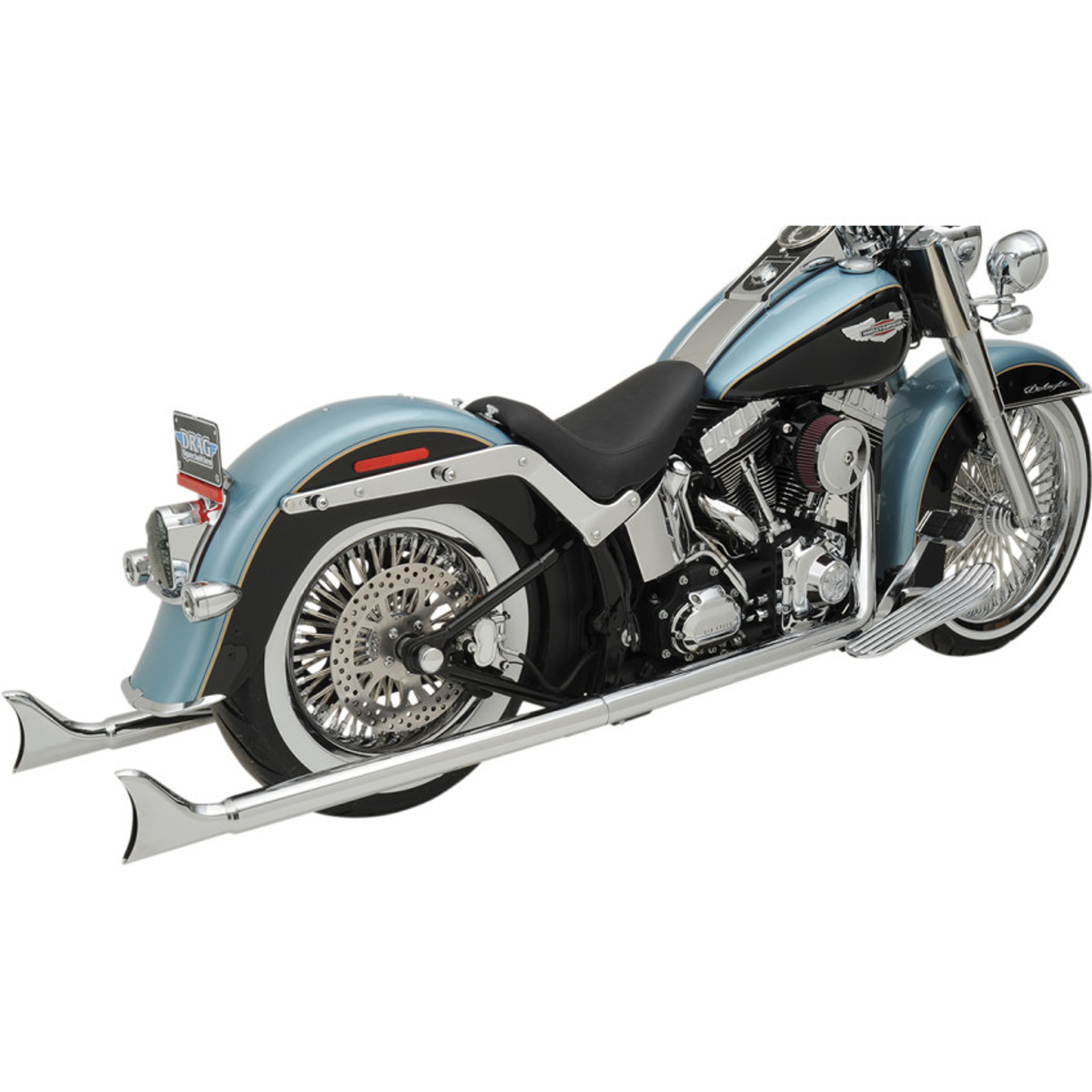 Bassani Chrome 36" True Duals Exhaust with 2.25" Fishtail Mufflers for 20072017 Harley Softail