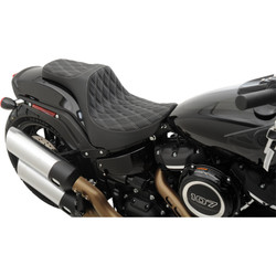 Drag Specialties Predator III Seat for 2018-2024 Harley Fat Bob - Double Diamond Silver