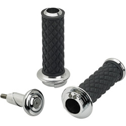 Biltwell Alumicore Grips for Harley Dual Cable - Chrome