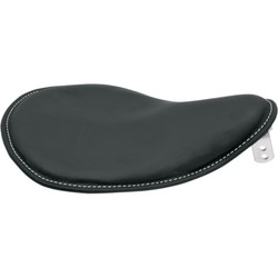 Drag Specialties Small Low-Profile Spring Solo Seat - Black Leather White Stitch