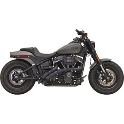 Bassani Sweeper Radius Exhaust for 2018-2022 Harley Softails - Black with Slotted Shields