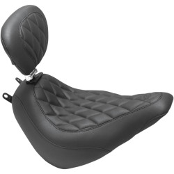 Mustang Wide Tripper Solo Seat with Backrest for 2018-2020 Harley FLDE FLHC - Diamond