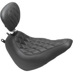 Mustang Wide Tripper Solo Seat with Backrest for 2018-2024 Harley FLDE FLHC - Diamond