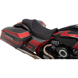 Drag Specialties Predator III Extended Reach Seat for 2008-2023 Harley Touring - Double Diamond