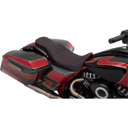 Drag Specialties Forward Predator 2-Up Seat for 2008-2023 Harley Touring - Red Double Diamond