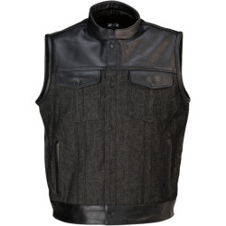 Z1R Linchpin Black Leather/Denim Vest