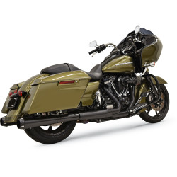 Bassani 4" DNT Megaphone Mufflers w/ Accoustically Tuned Baffle for 2017-2023 Harley Touring - Black/Black Caps