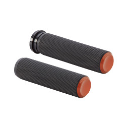 Arlen Ness Knurled Fusion Grips for Harley Dual Cable - Orange